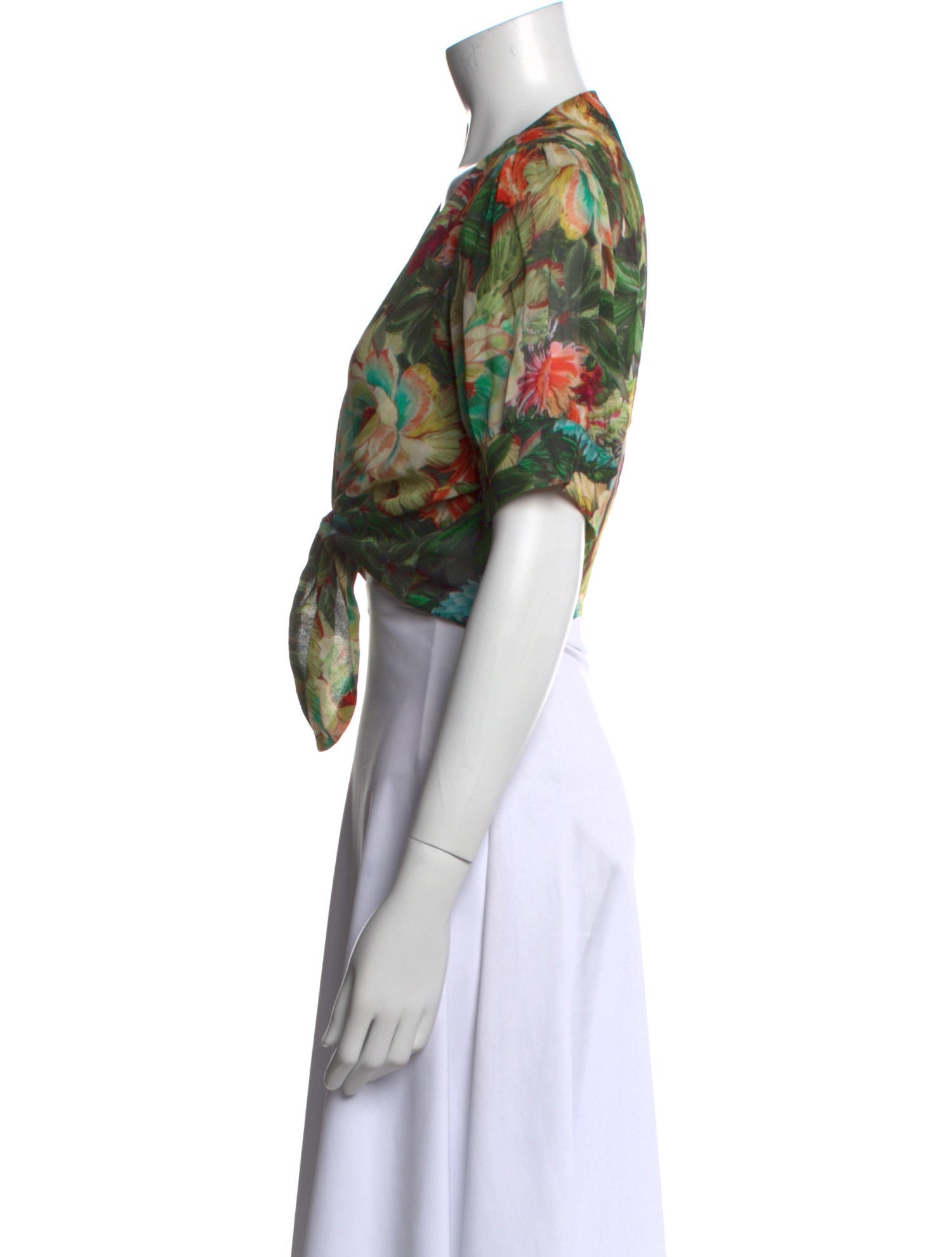 Farm Rio Floral Print V-Neck Crop Top