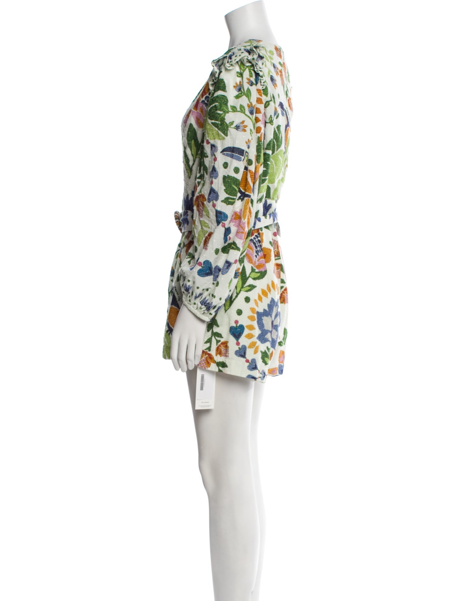 Farm Rio Printed Plunge Neckline Romper