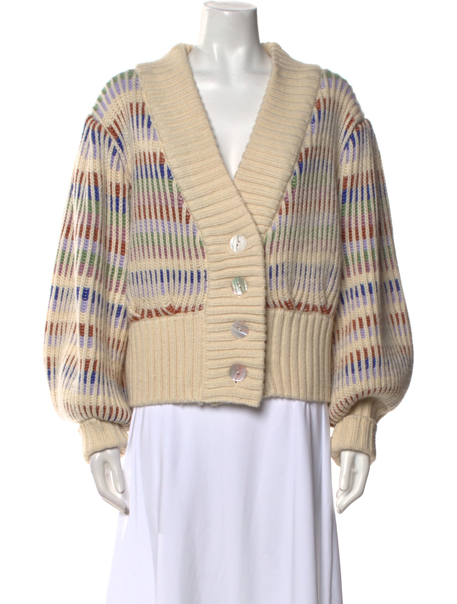 Farm Rio Striped V-Neck Sweater