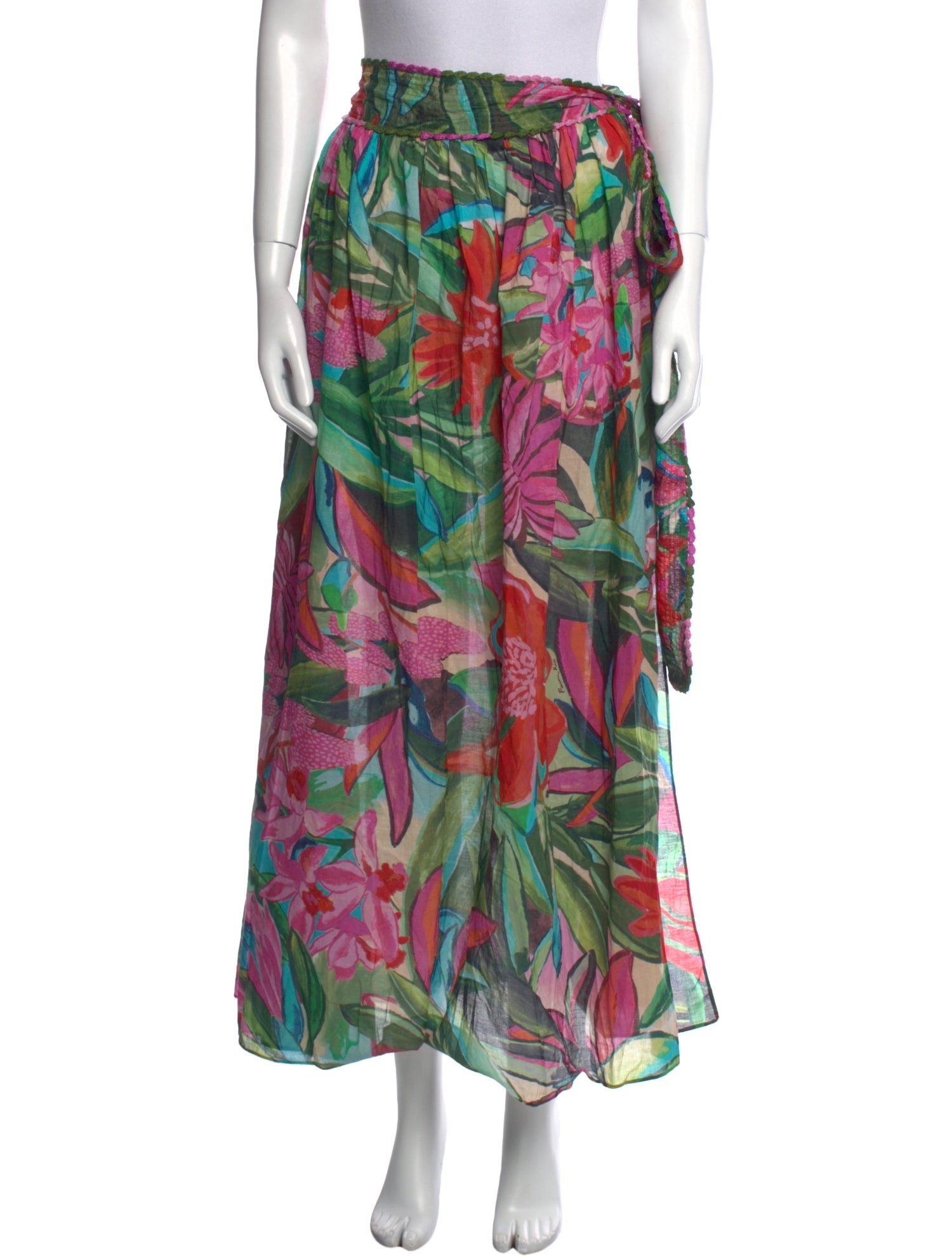 Farm Rio Floral Print Midi Length Skirt