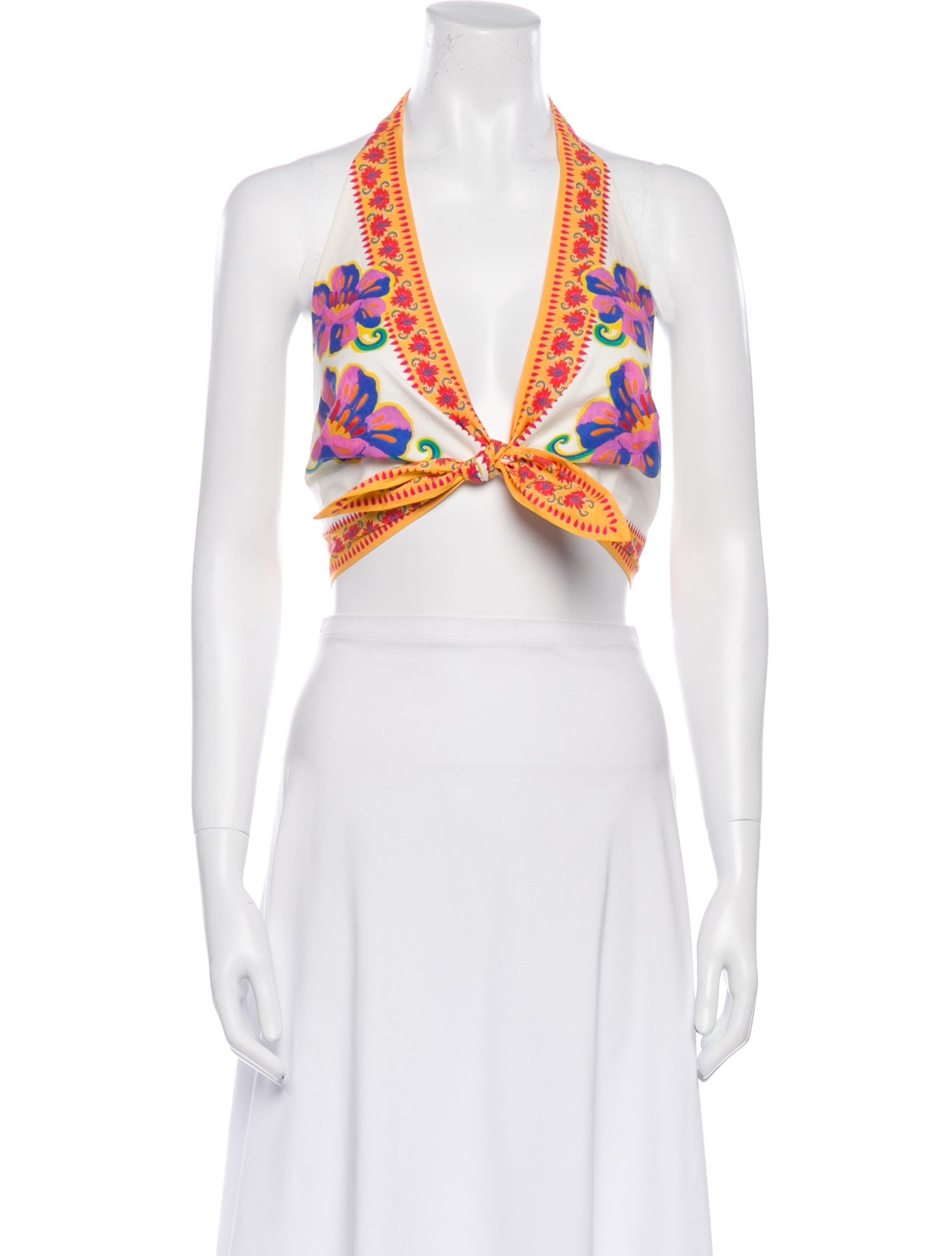 Farm Rio Printed V-Neck Crop Top