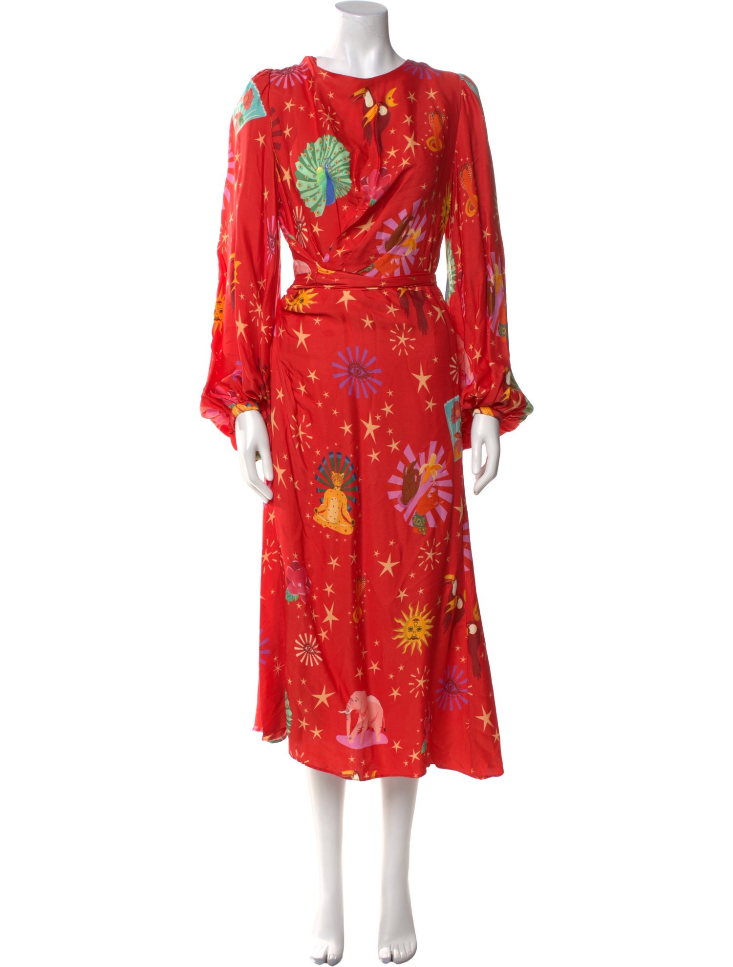 Farm Rio Floral Print Midi Length Dress