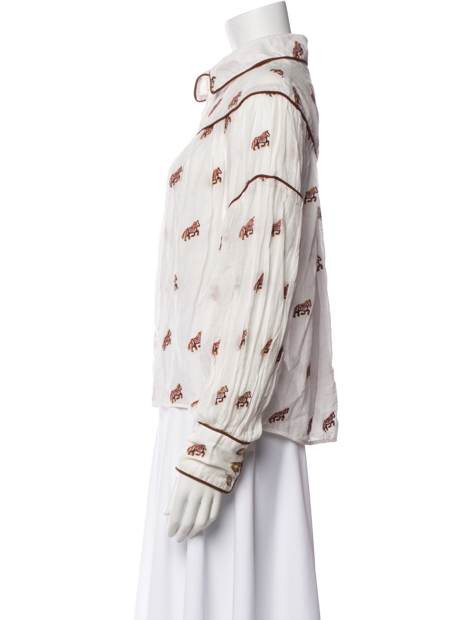 Farm Rio Printed Long Sleeve Button-Up Top