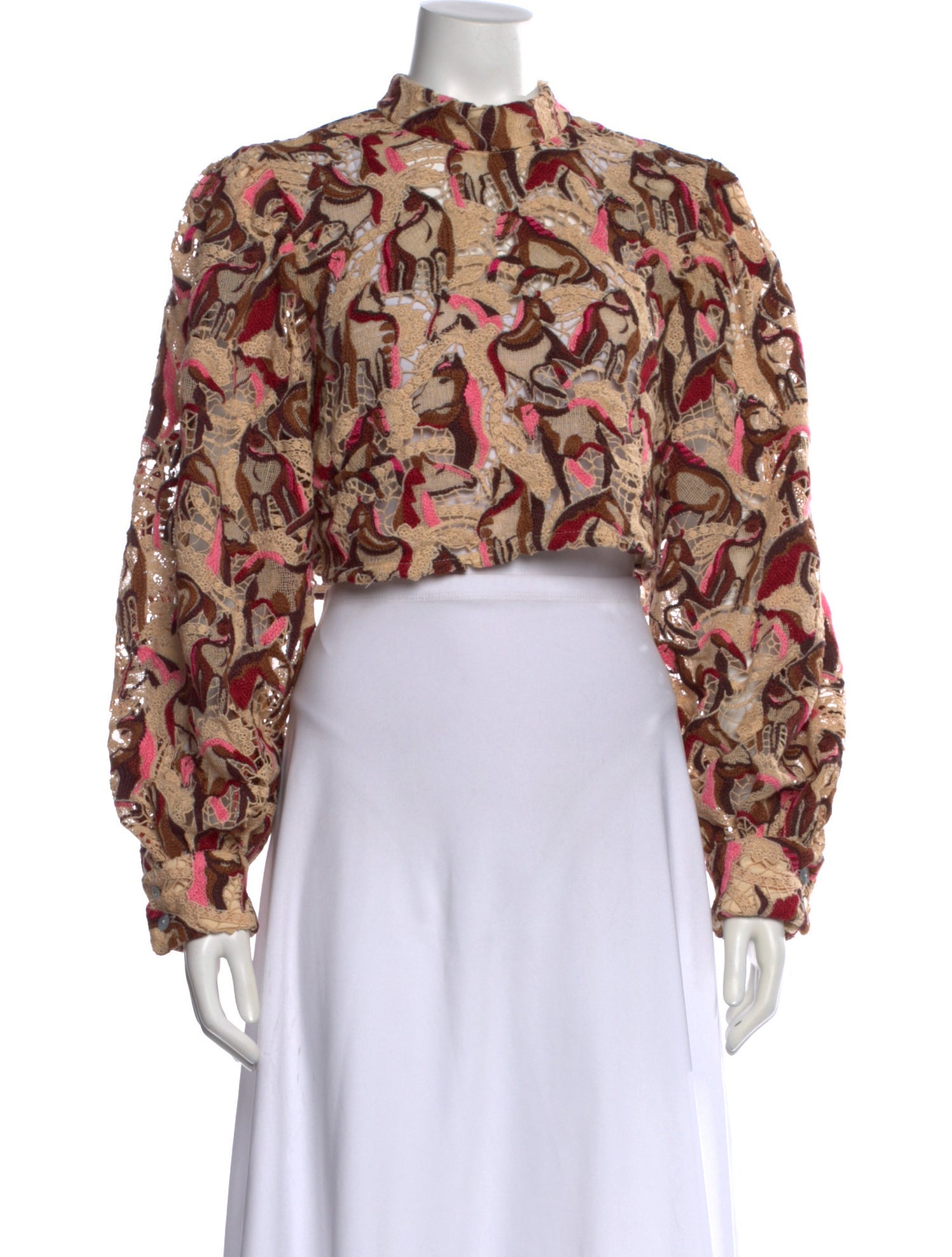 Farm Rio Animal Print Mock Neck Top