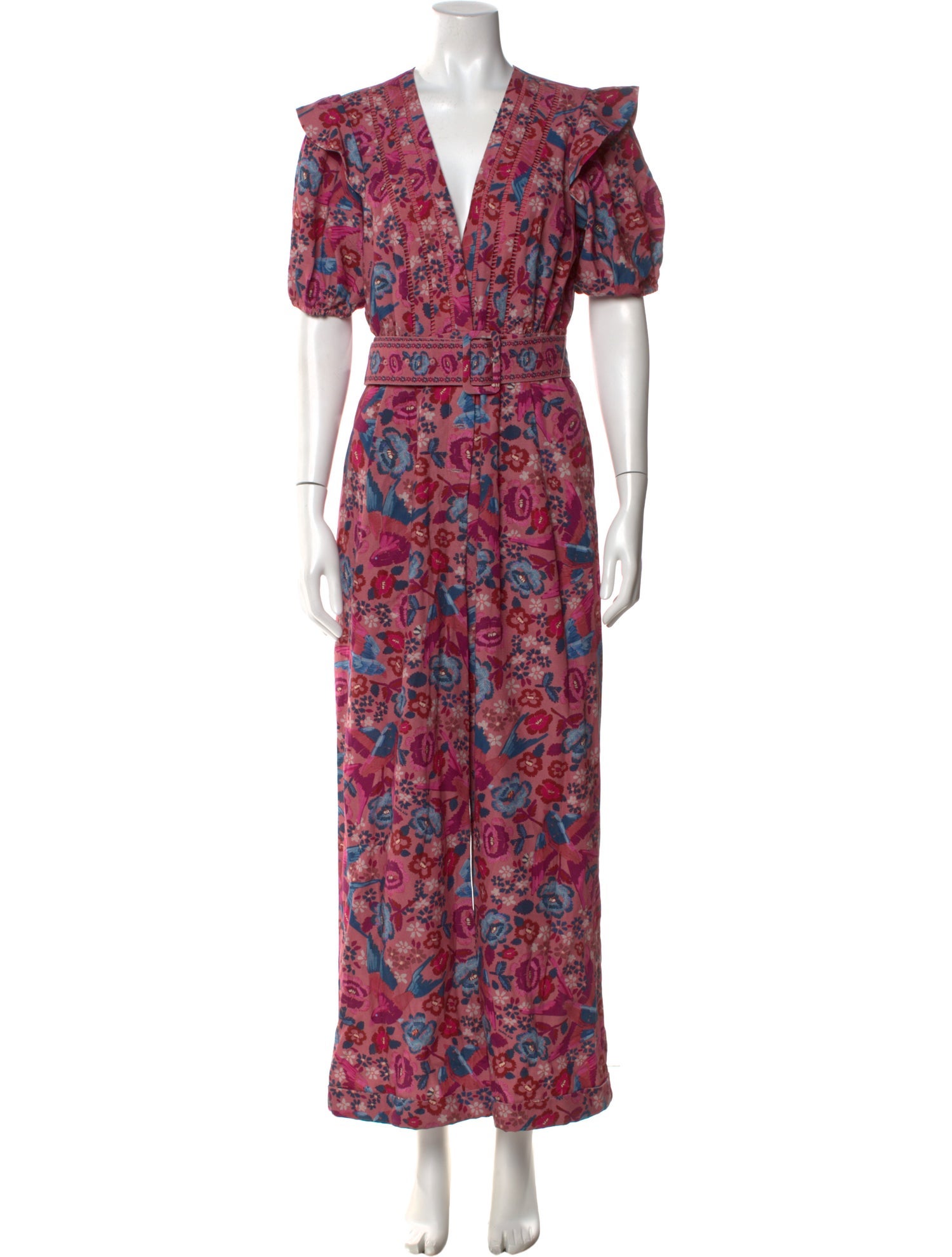 Farm Rio Floral Print V-Neck Jumpsuit