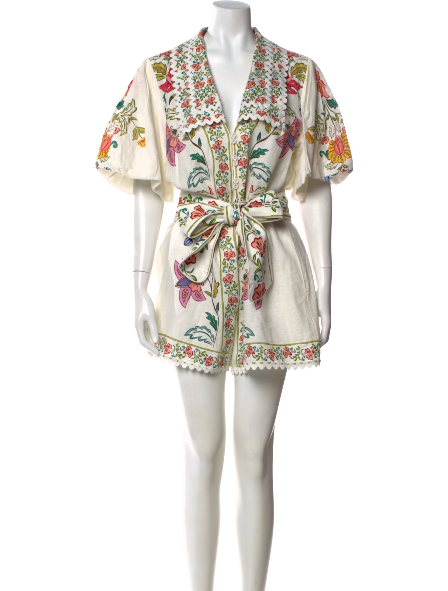 Farm Rio Floral Print V-Neck Romper