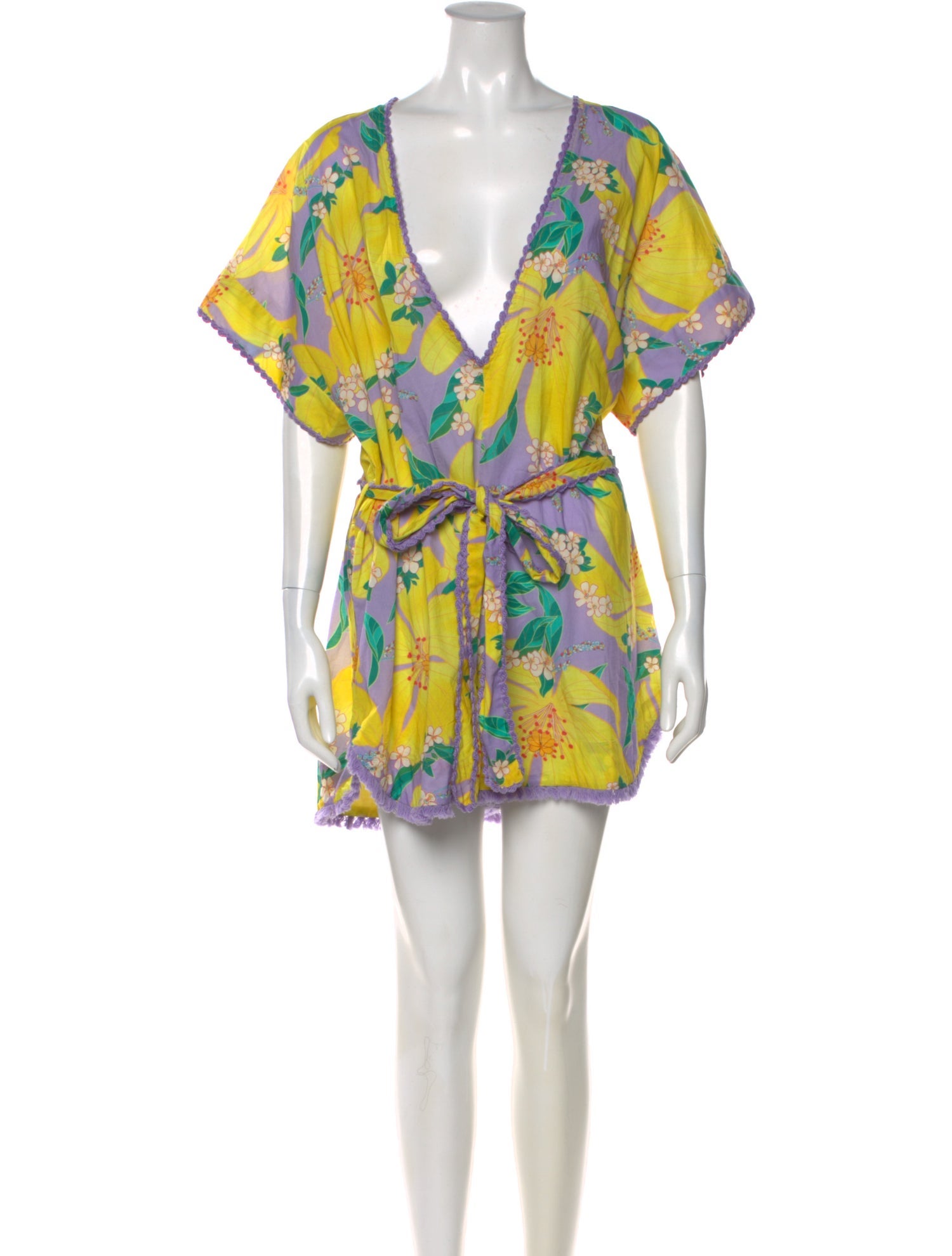 Farm Rio Floral Print V-Neck Romper w/ Tags