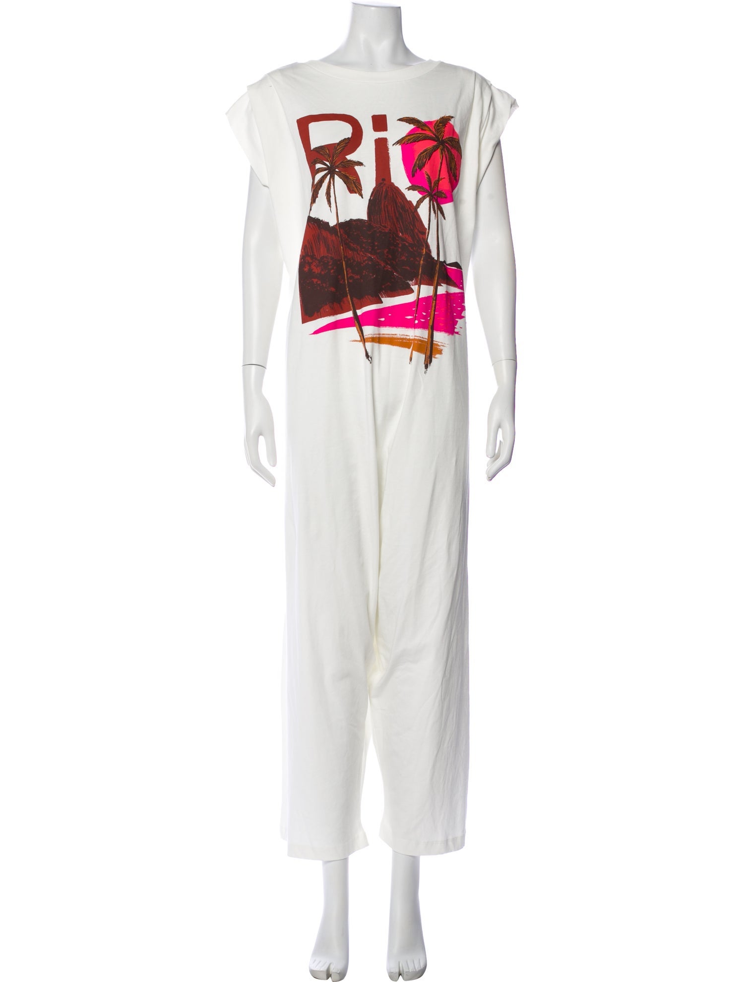 Farm Rio Graphic Print Bateau Neckline Jumpsuit