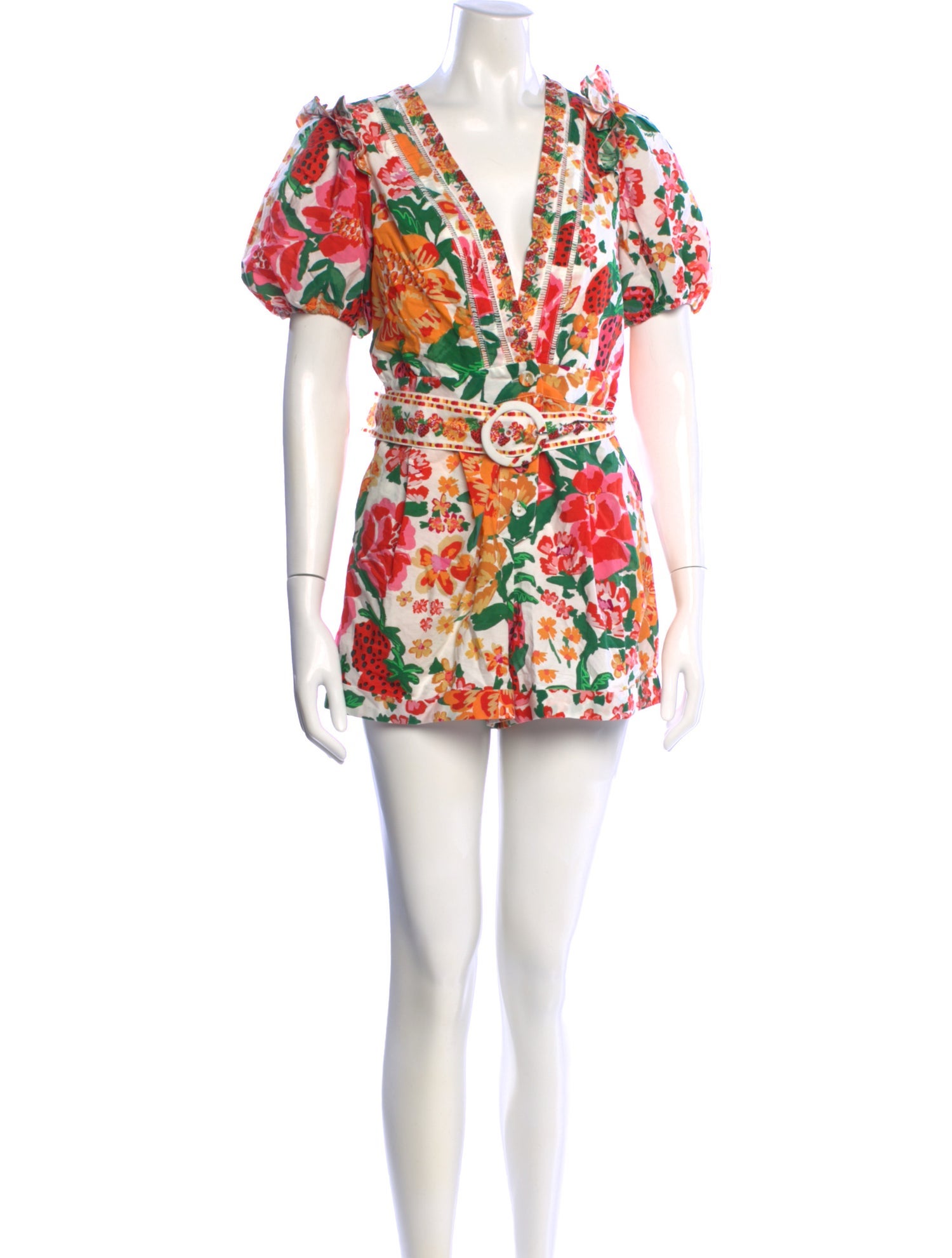 Farm Rio Floral Print V-Neck Romper