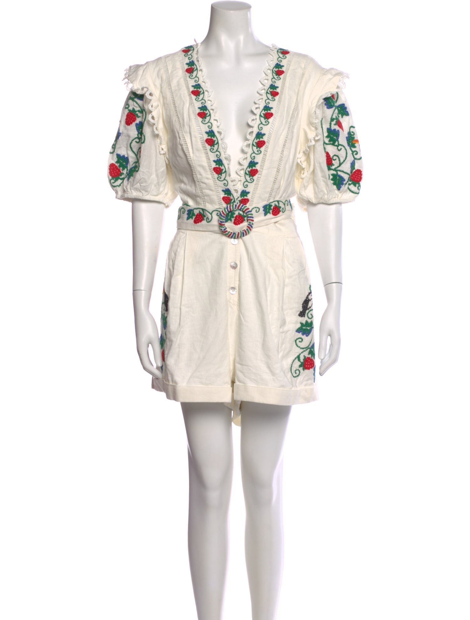 Farm Rio Linen Floral Print Romper