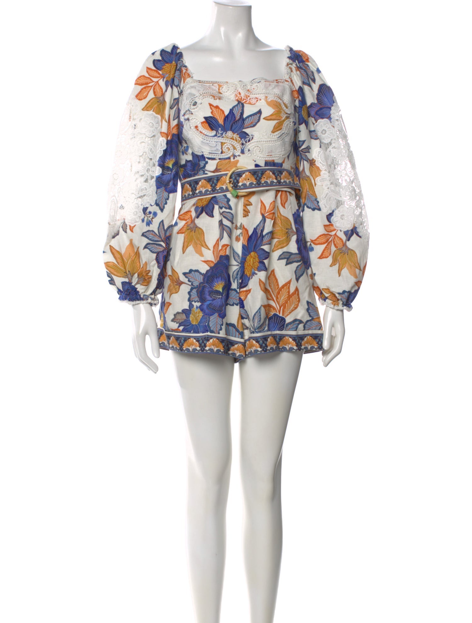 Farm Rio Linen Floral Print Romper