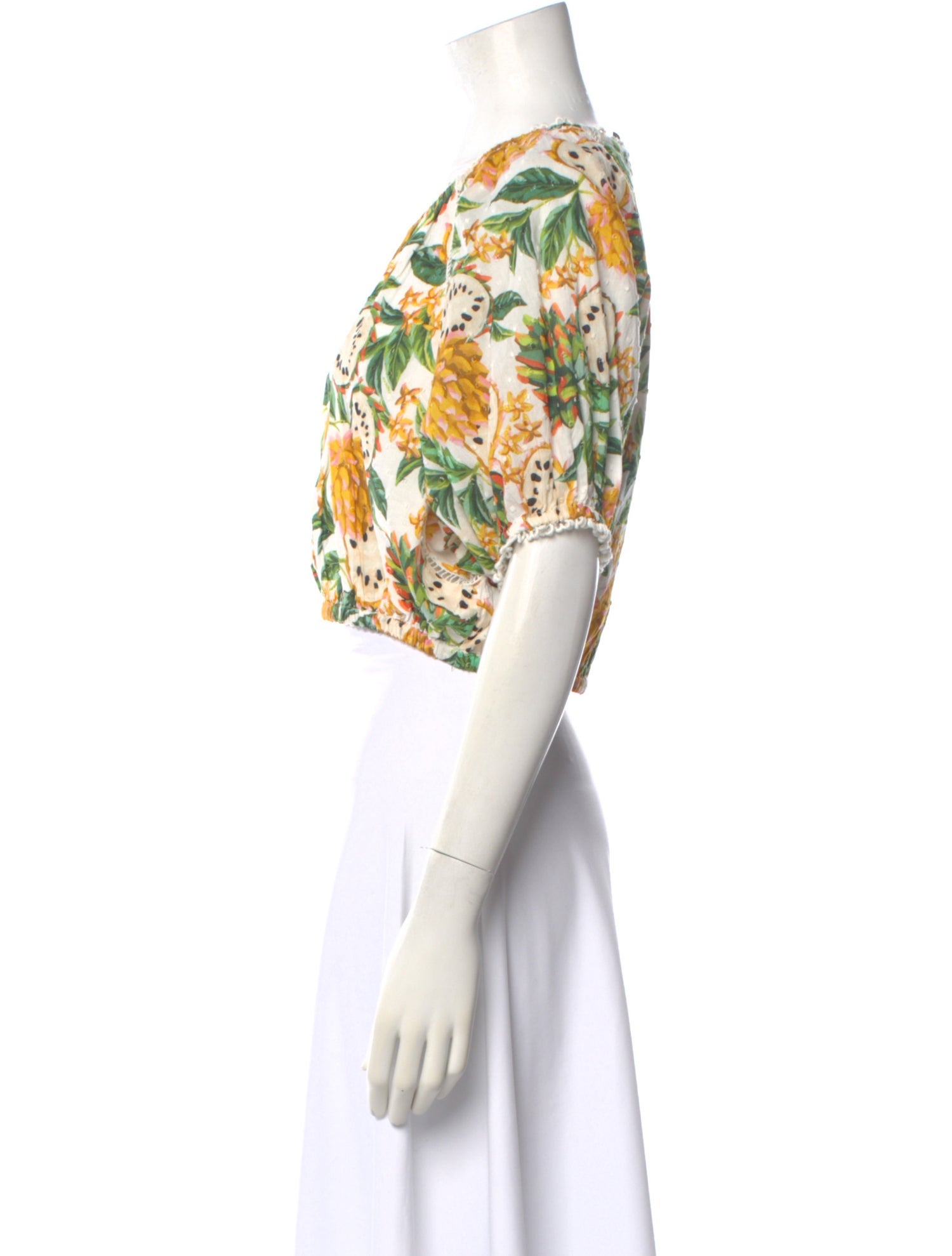 Farm Rio Floral Print Crew Neck Crop Top