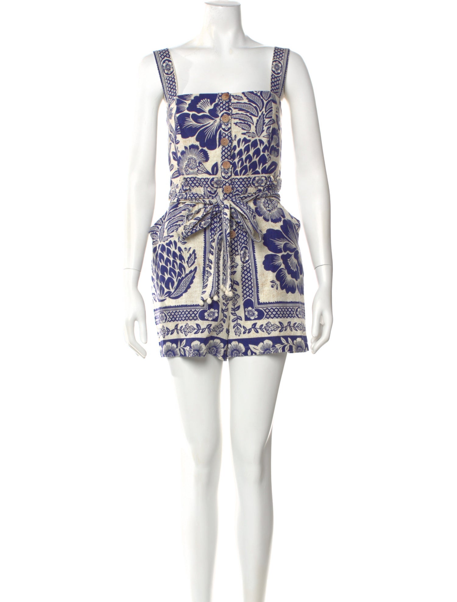 Farm Rio Printed Square Neckline Romper