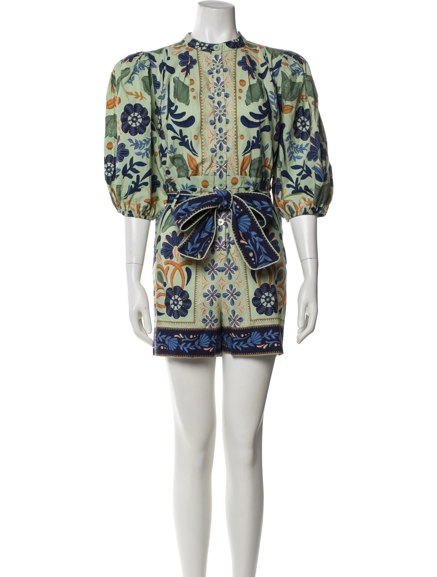 Farm Rio Floral Print Crew Neck Romper