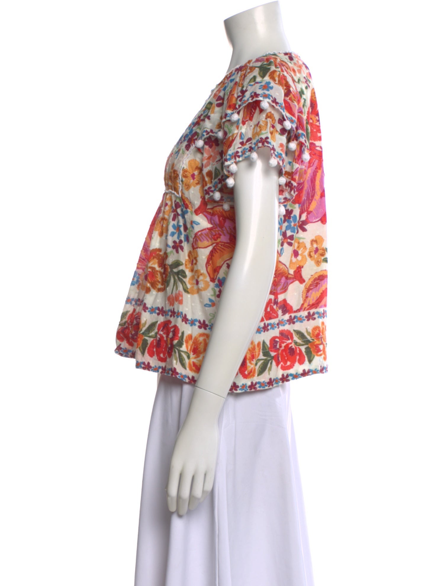 Farm Rio Floral Print Crew Neck Blouse