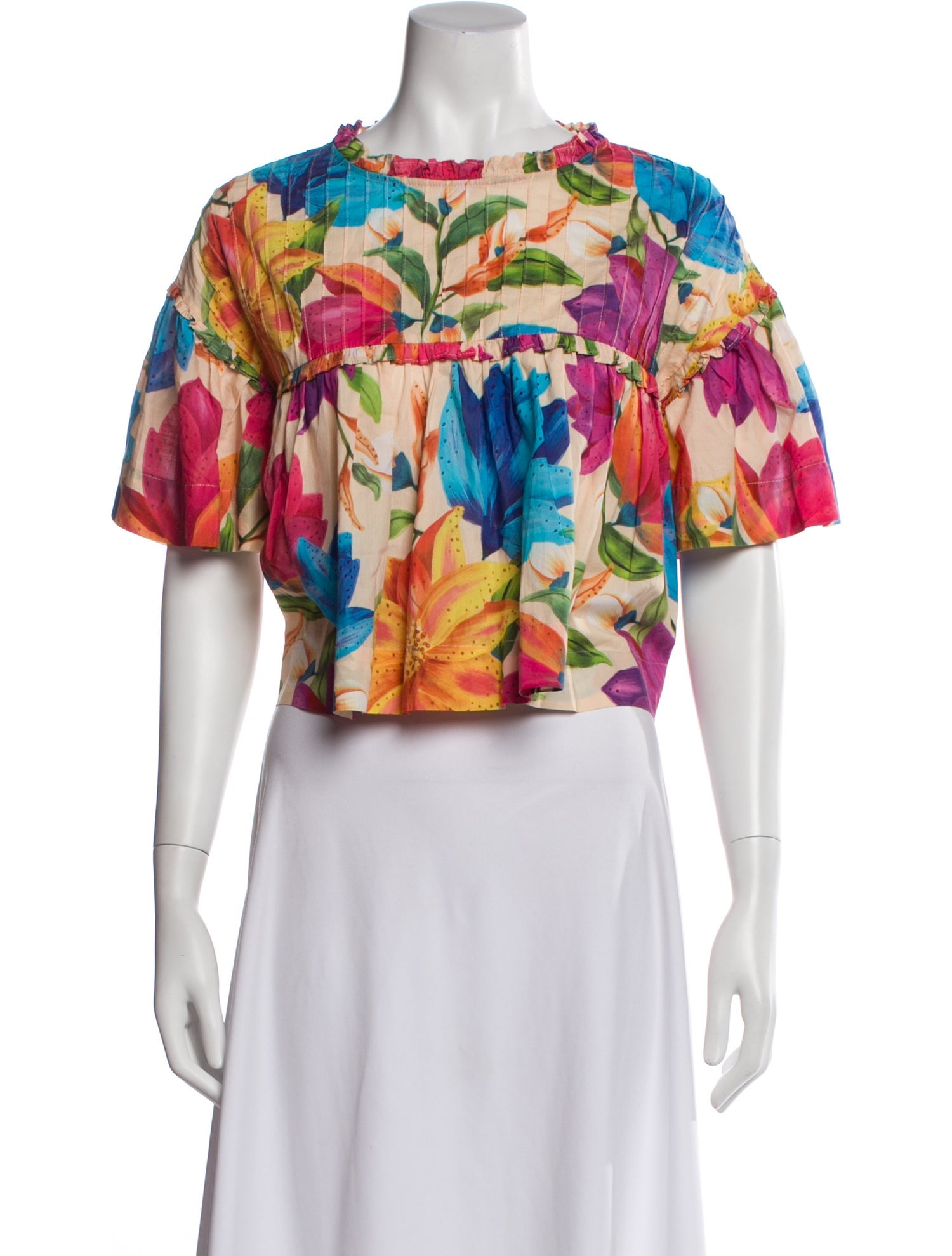 Farm Rio Floral Print Crew Neck Top