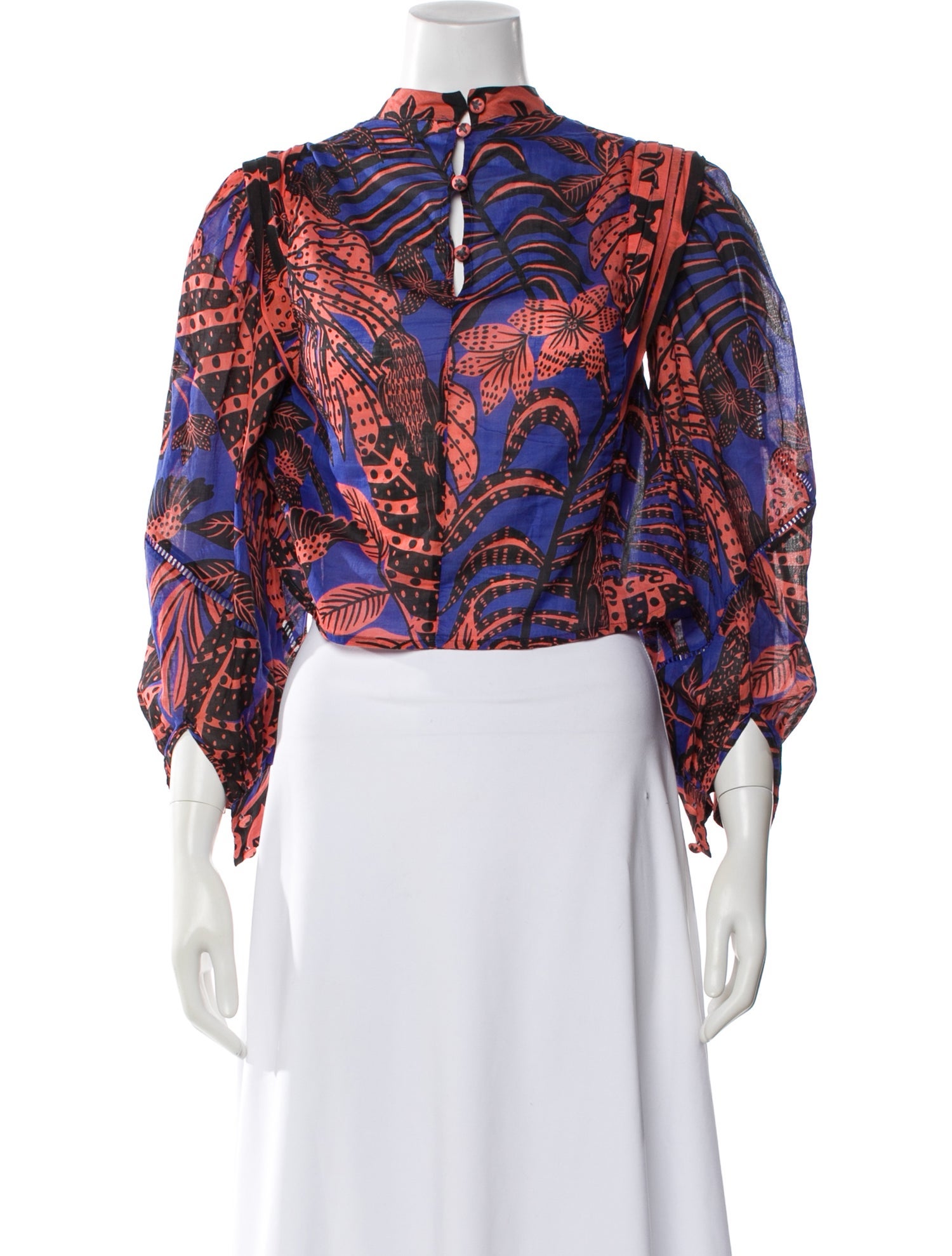 Farm Rio Floral Print Long Sleeve Blouse