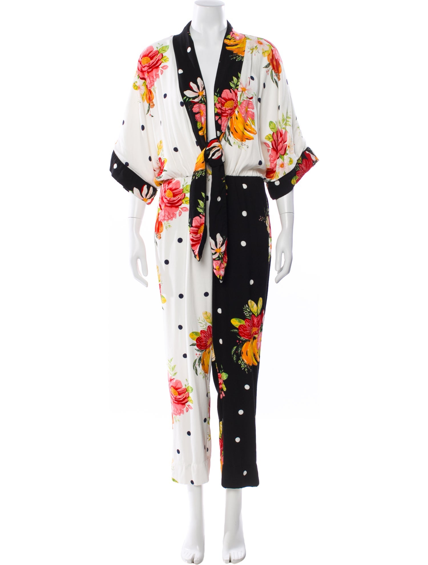 Farm Rio Printed Plunge Neckline Jumpsuit