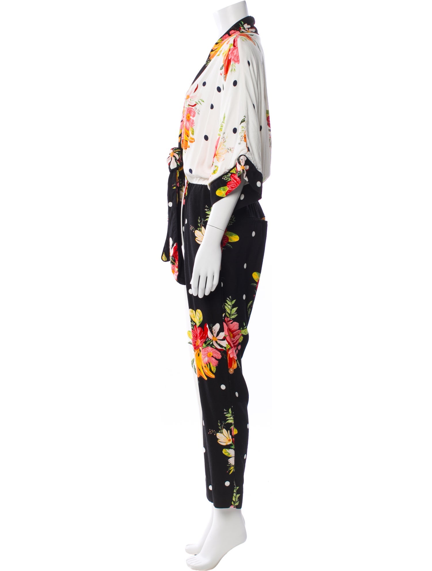 Farm Rio Printed Plunge Neckline Jumpsuit