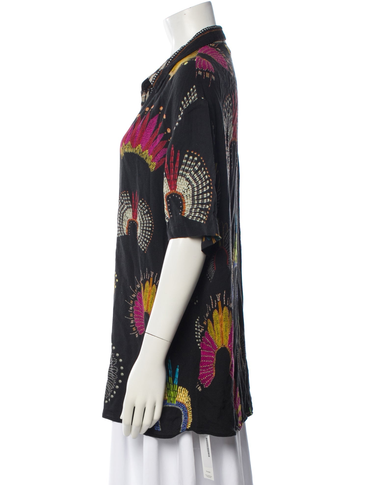 Farm Rio Patterned Short Sleeve Button-Up Top