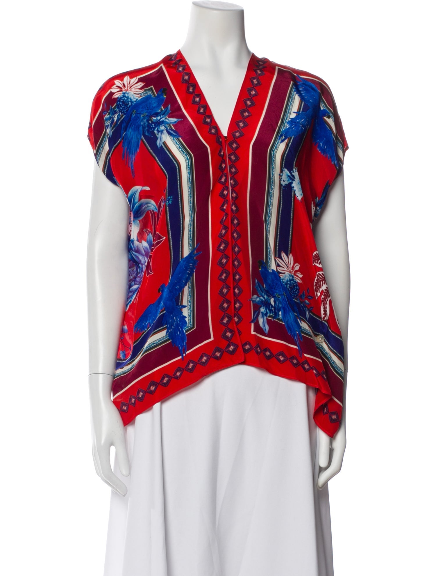 Farm Rio Floral Print V-Neck Blouse