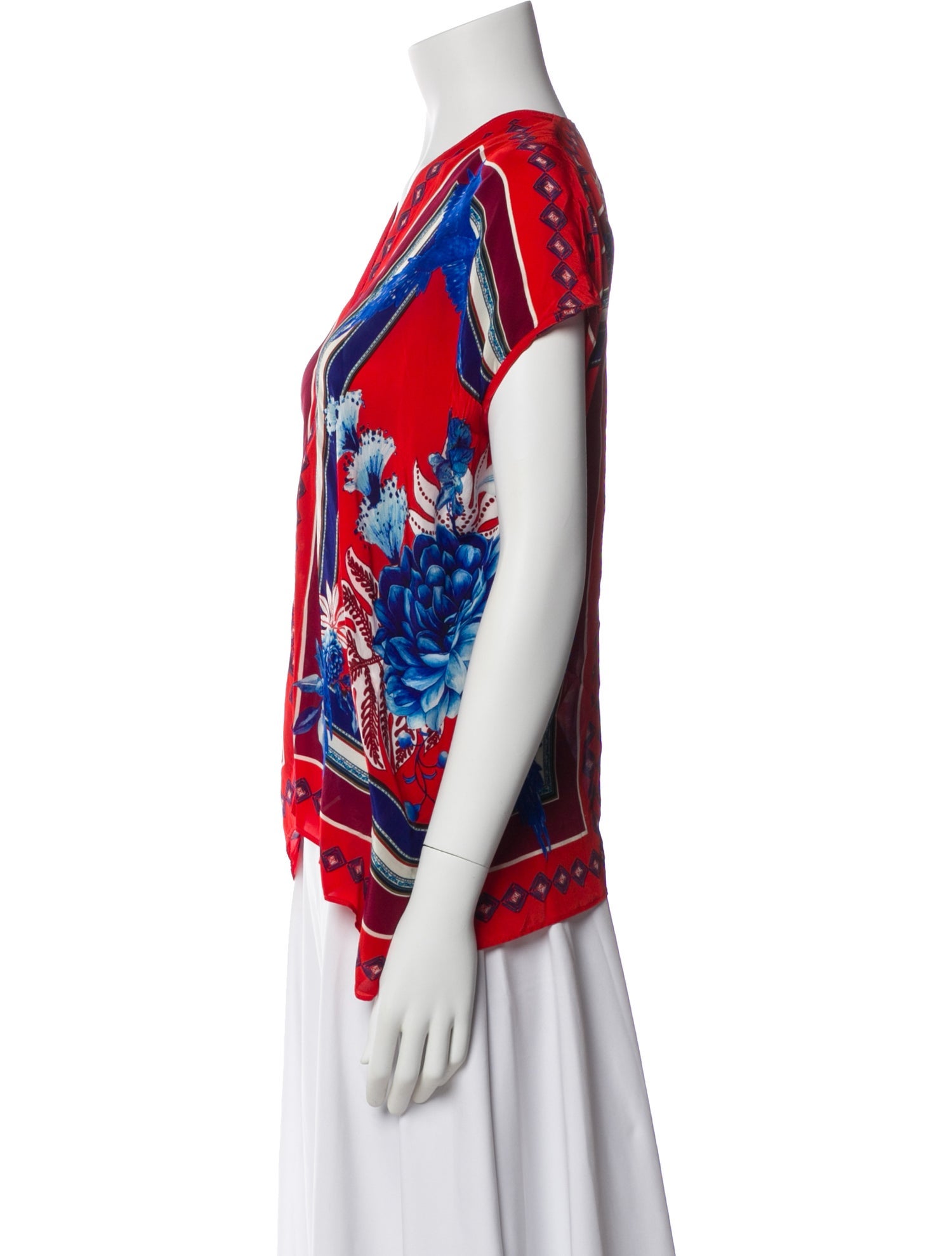 Farm Rio Floral Print V-Neck Blouse