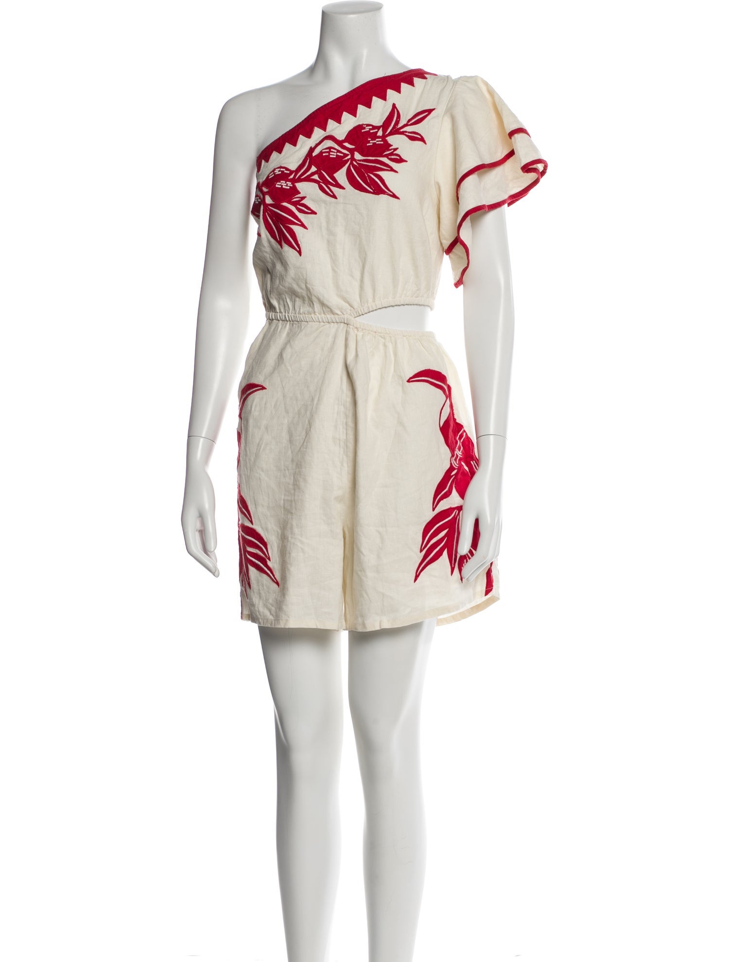 Farm Rio Graphic Print One-Shoulder Romper