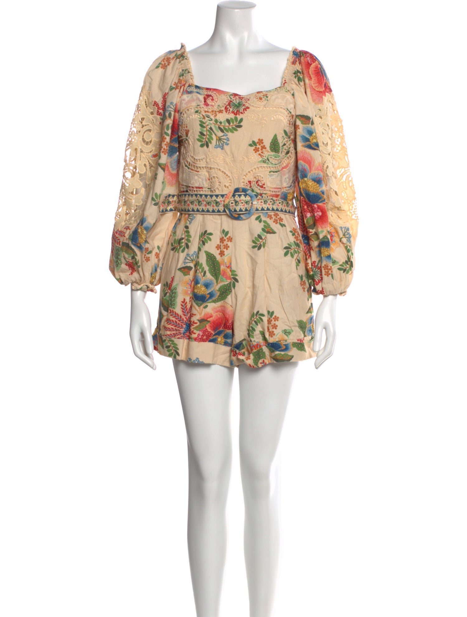 Farm Rio Linen Floral Print Romper