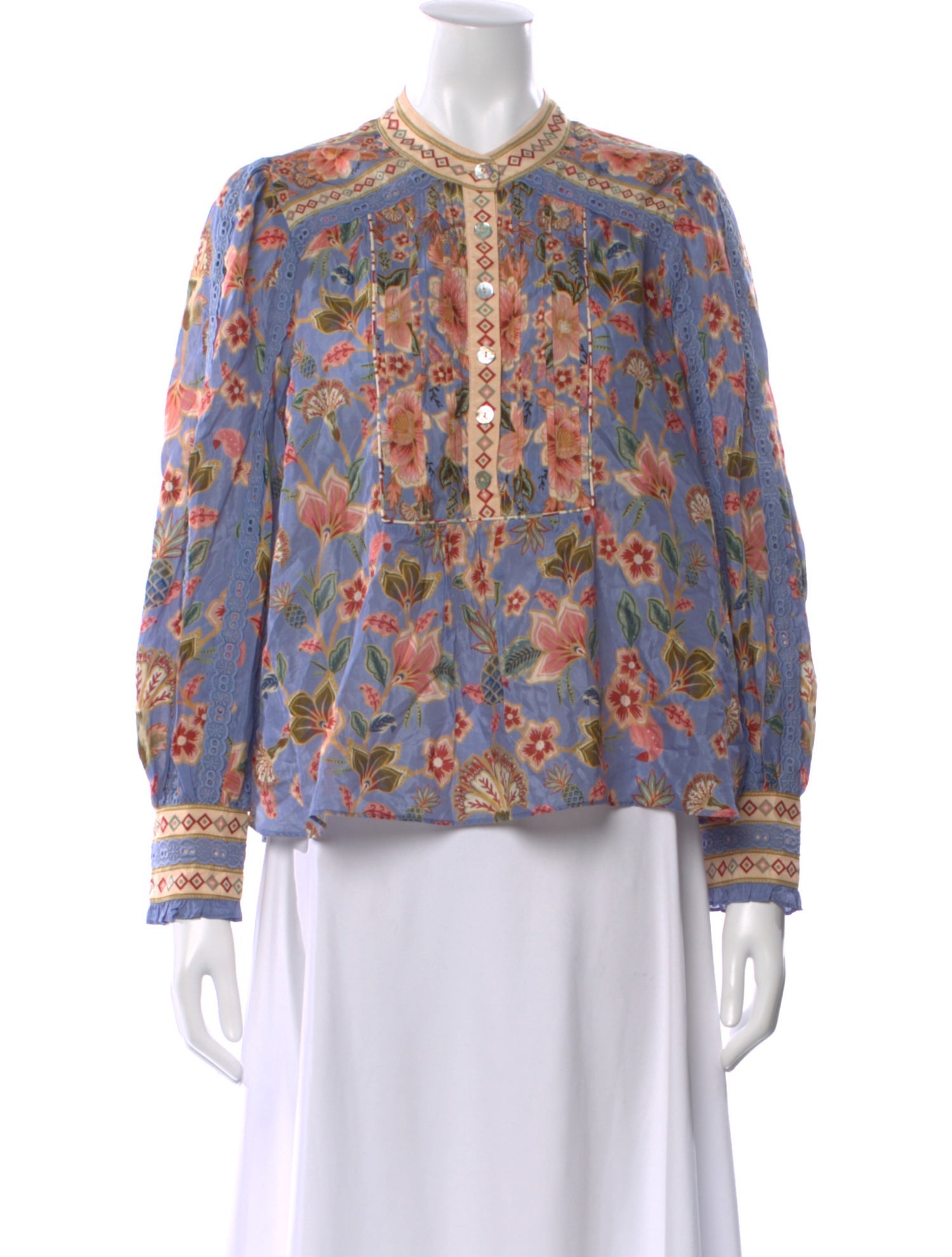 Farm Rio Floral Print Long Sleeve Blouse