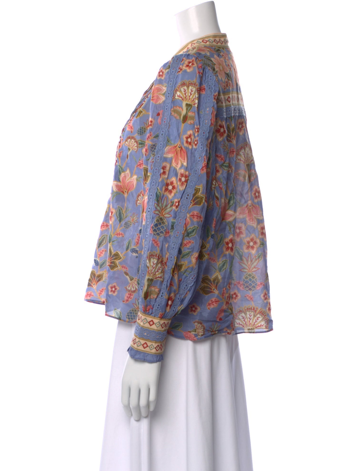 Farm Rio Floral Print Long Sleeve Blouse