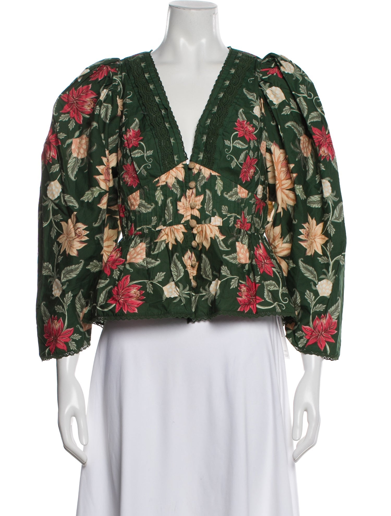 Farm Rio Floral Print V-Neck Blouse w/ Tags