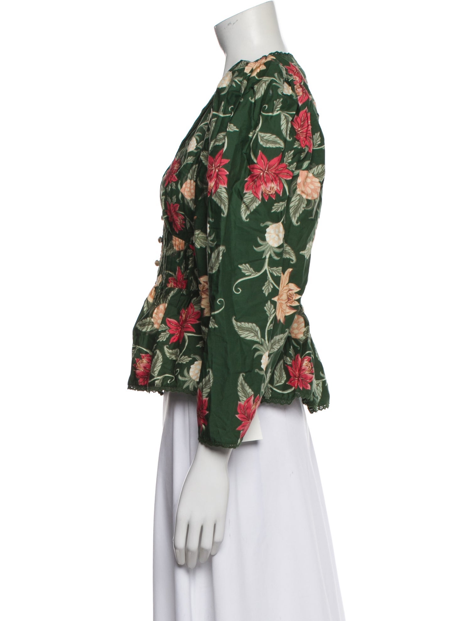 Farm Rio Floral Print V-Neck Blouse w/ Tags