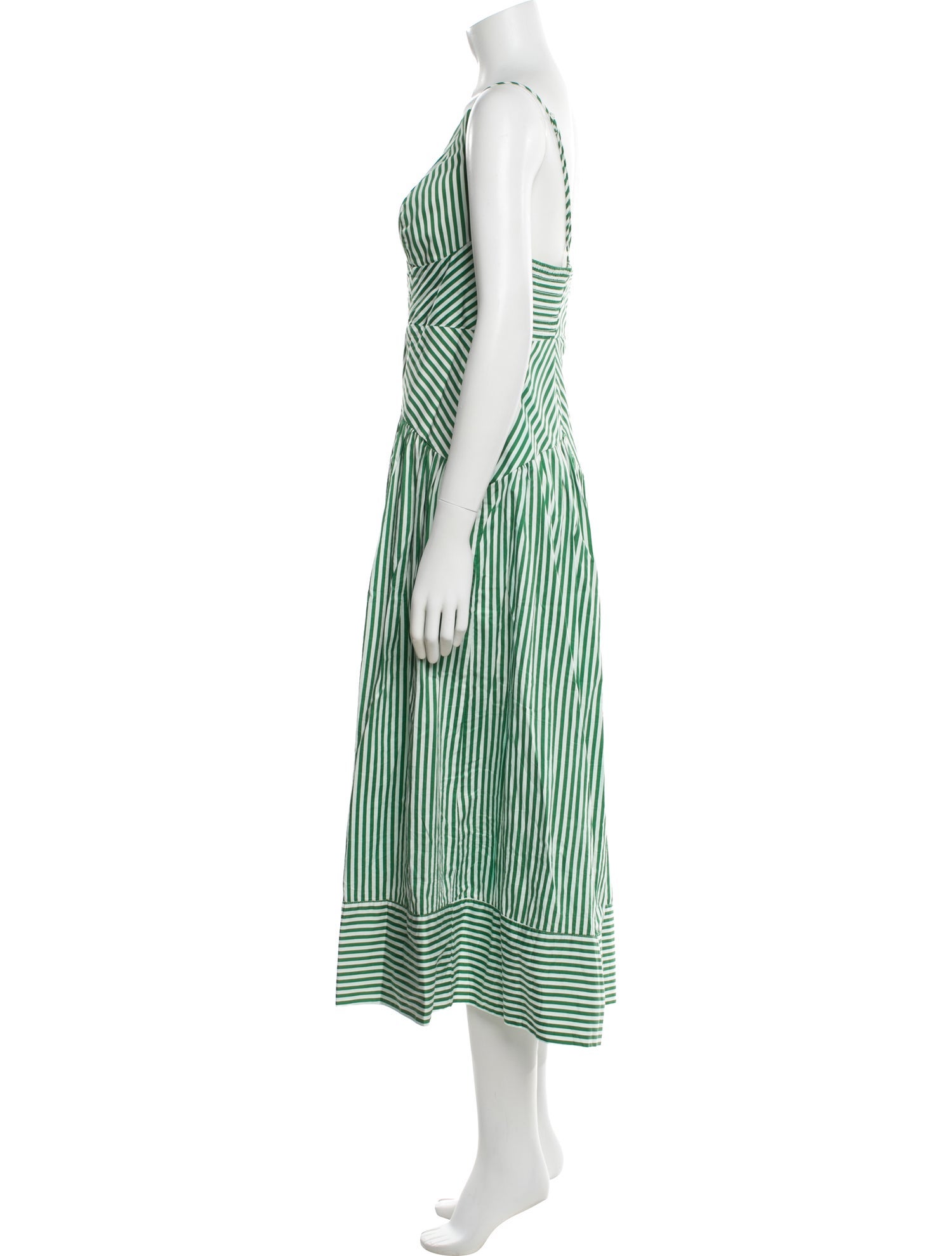 green emerald velvet dress Striped Monstera Leaf Sleeveless Midi Dress by Farm Rio  Mimi Seabrook