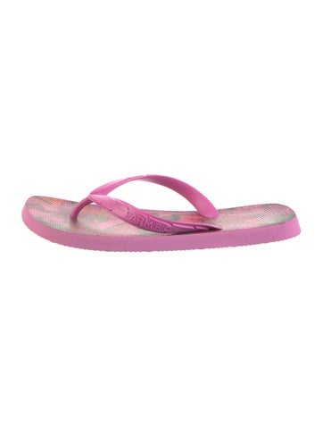 Pre-owned Farm Rio Rubber Flip Flops W/ Tags In Pink