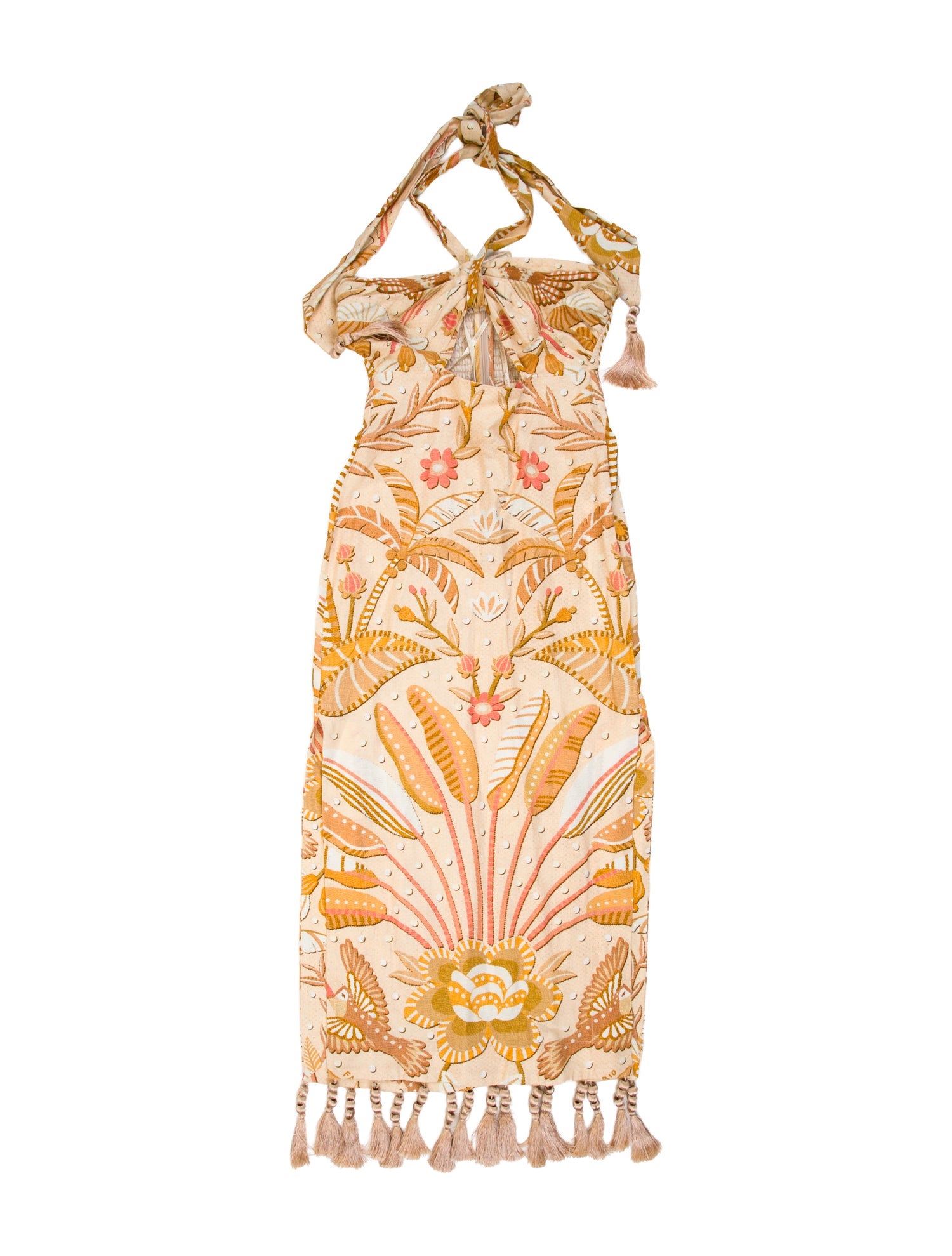 farm rio gold dress Farm Rio Yellow Gold Sun Jacquard Maxi Dress
