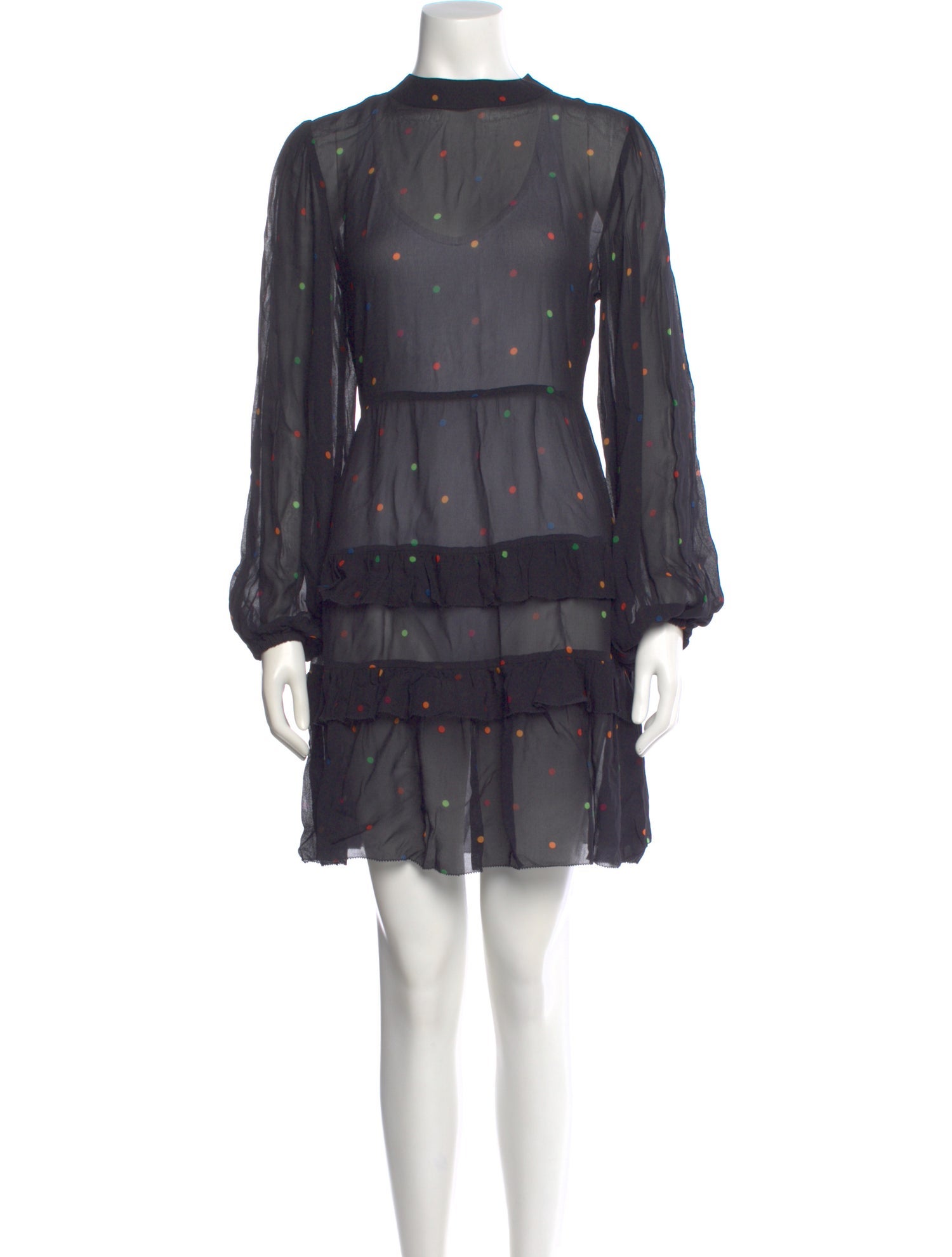farm rio mesh dress Farm Rio Mesh Dress Mock Neck Anthropologie Slim Midi Abstract Romantic Sz L NEW