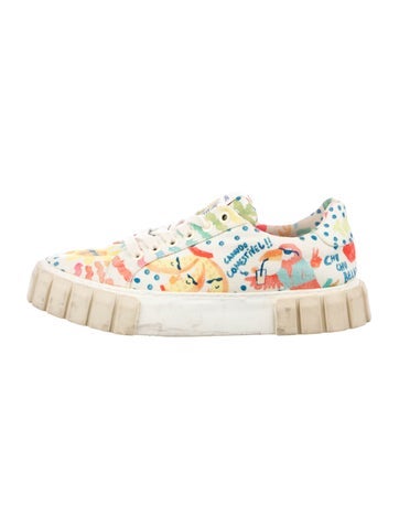 Pre-owned Farm Rio Canvas Printed Sneakers In White