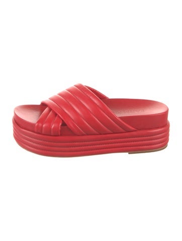 Pre-owned Farm Rio Leather Slides In Multi