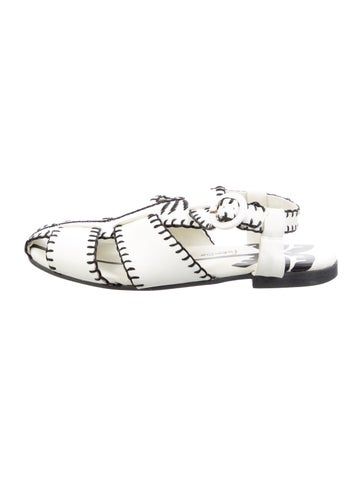 Pre-owned Farm Rio Vegan Leather Striped Gladiator Sandals In White