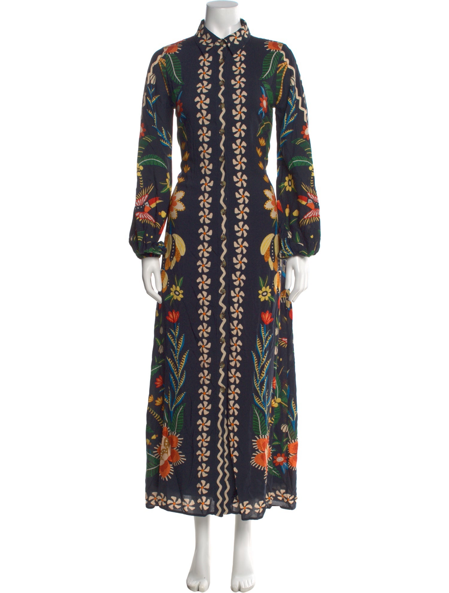 farm rio long dresses FARM Rio Long Sleeve Maxi Dress