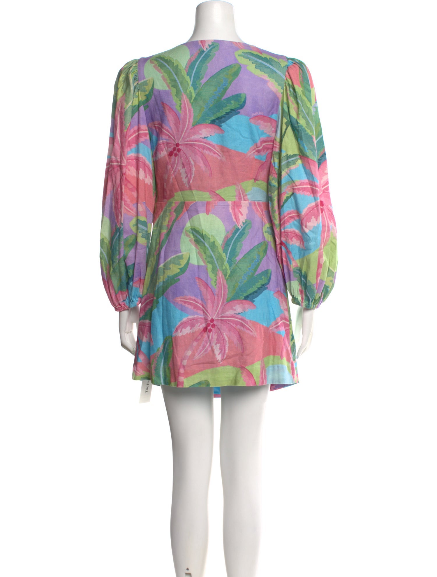 farm rio pink and green dress FARM Rio Pink Cocoa Forest Cutout Mini Dress, Size Medium at Nordstrom