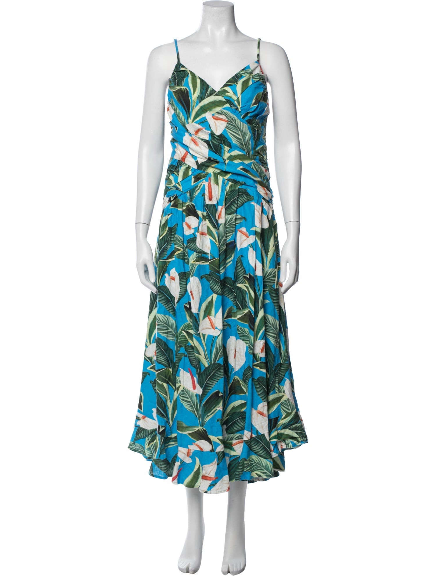 farm rio a line green dress FARM Rio Green Leaves Cut Out Midi Dress
