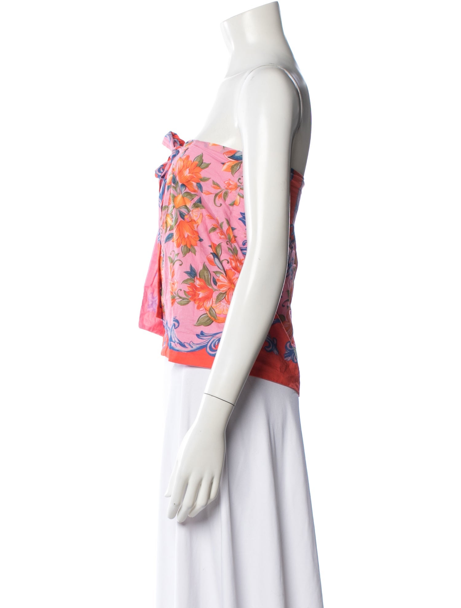 Farm Rio Floral Print Strapless Top