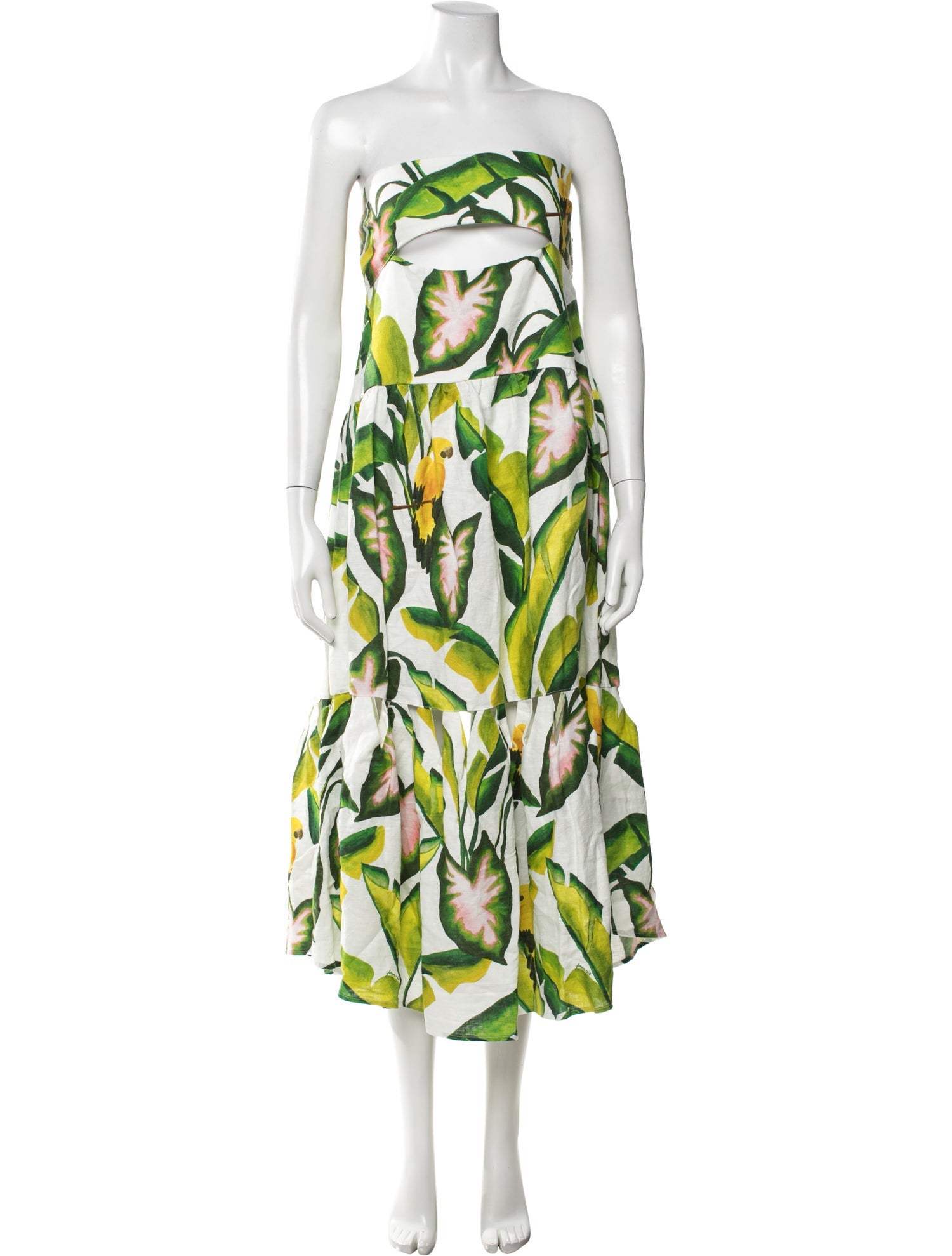 farm rio green and white dress Linen Midi Length - Dresses, Clothing - WFARM97877 its a standout piece