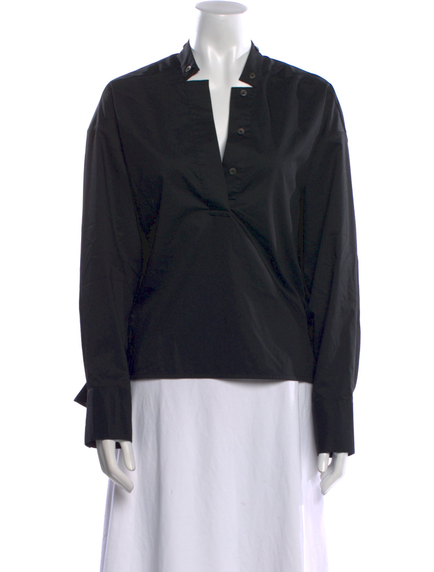 Fax Copy Express V-Neck Long Sleeve Blouse