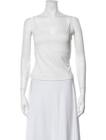 Pre-owned Fax Copy Express Scoop Neck Sleeveless Top In White