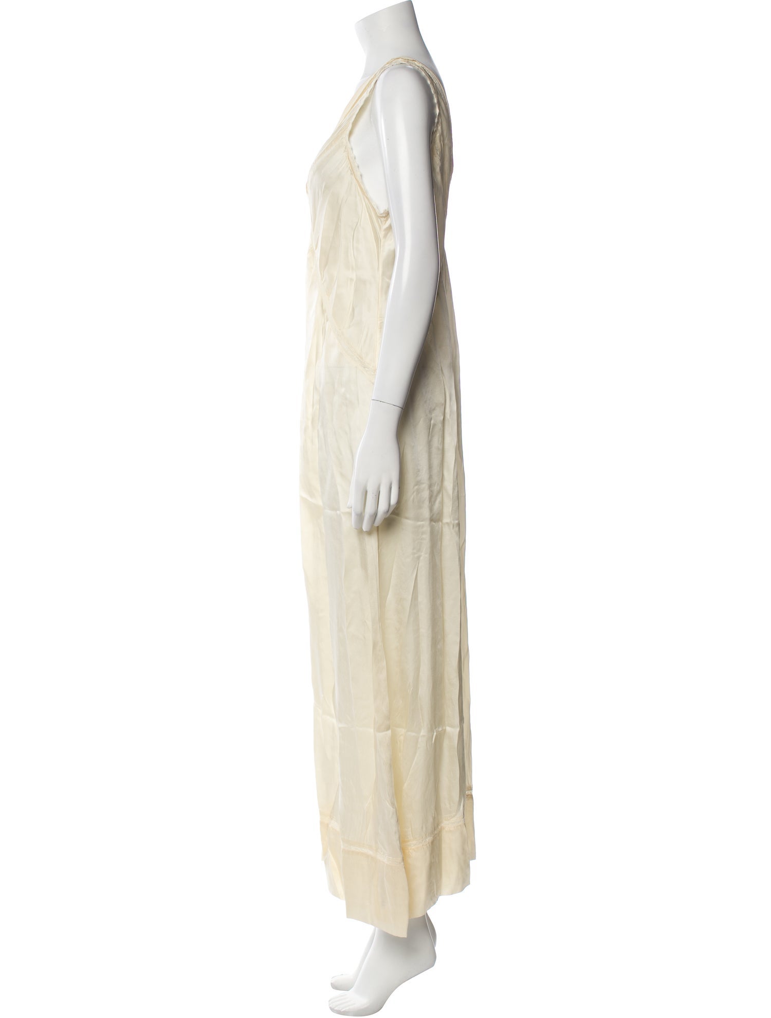 FAUNE Silk Lace Trim Embellishment Nightgown