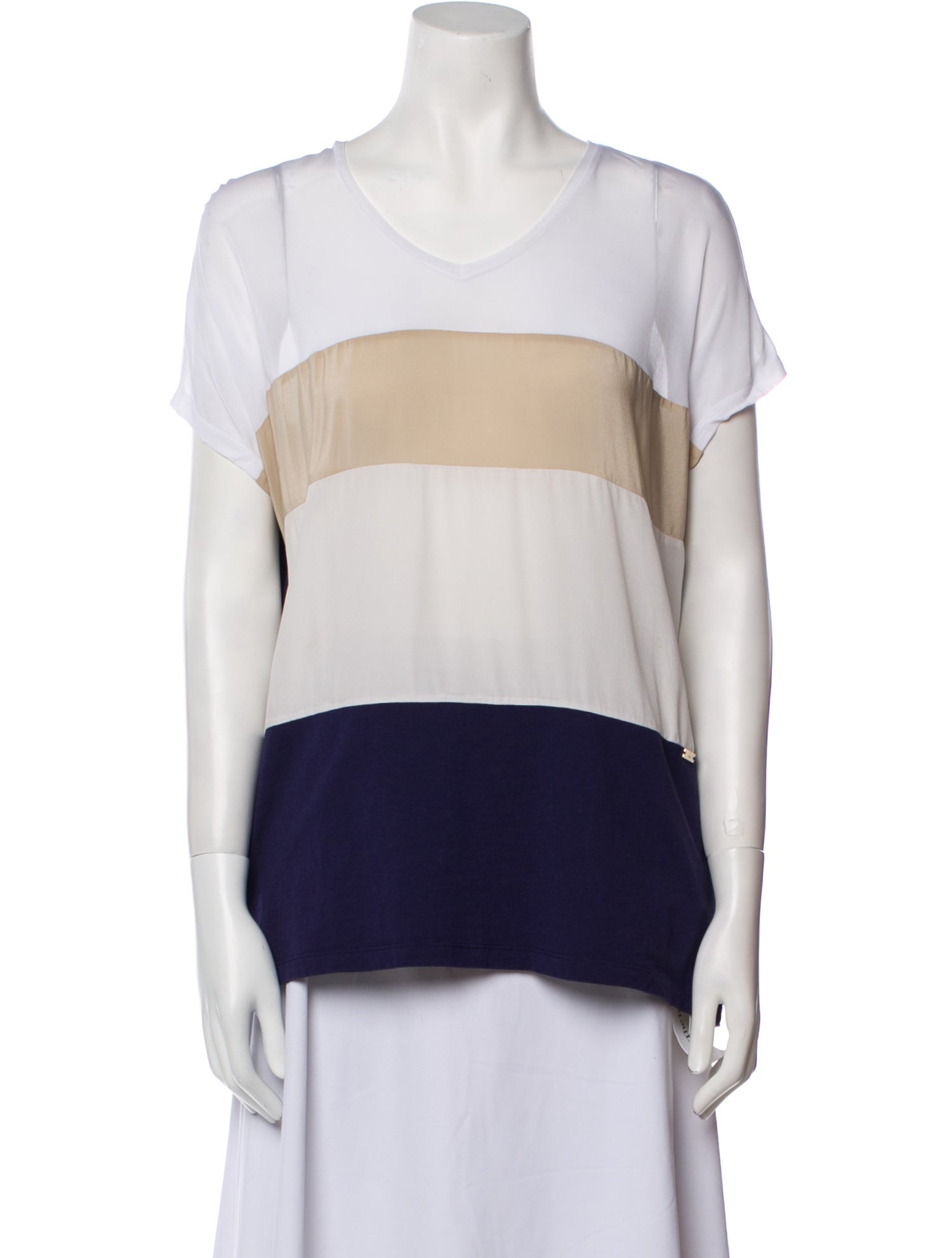 Fay Colorblock Pattern Scoop Neck Top