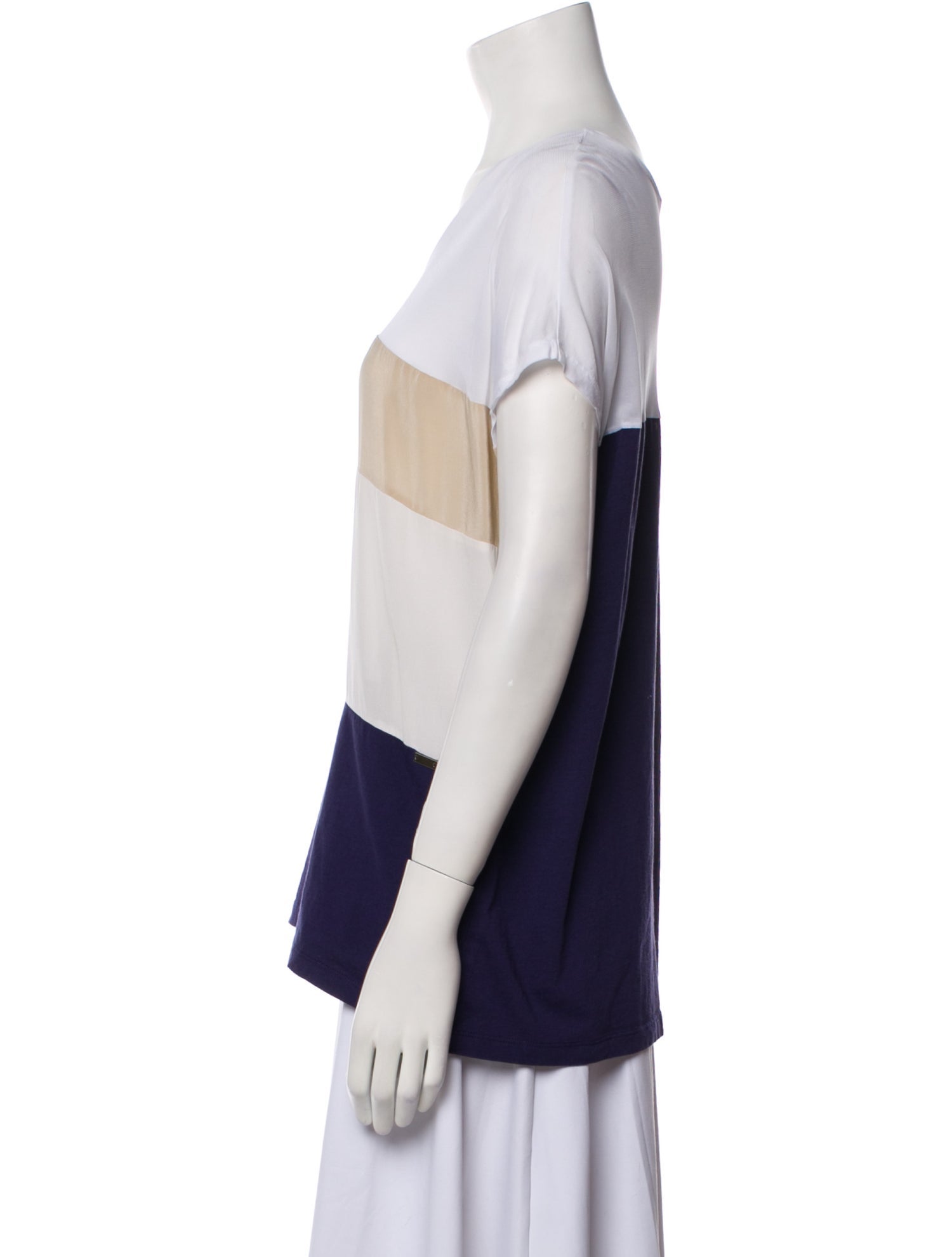 Fay Colorblock Pattern Scoop Neck Top