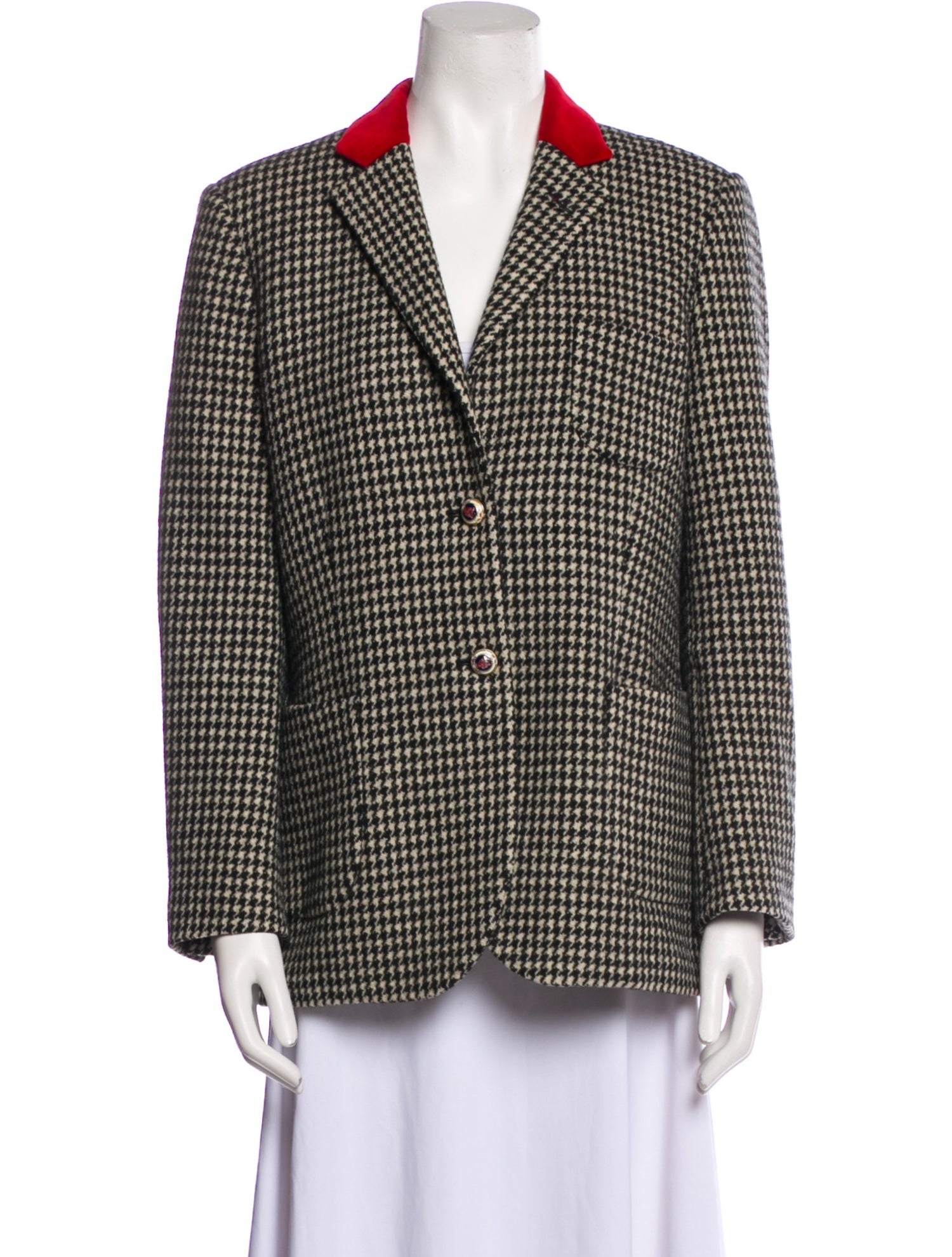 Fay Wool Houndstooth Print Blazer